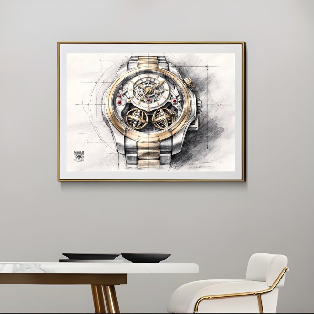 Luxury Skeleton Watch Wall Art – Contemporary Horology Print ( 13in x 19in )